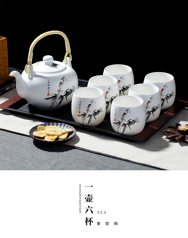 Jingdezhen ceramic tea set suit household contracted and I sitting room cool filter teapot teacup girder pot kettle