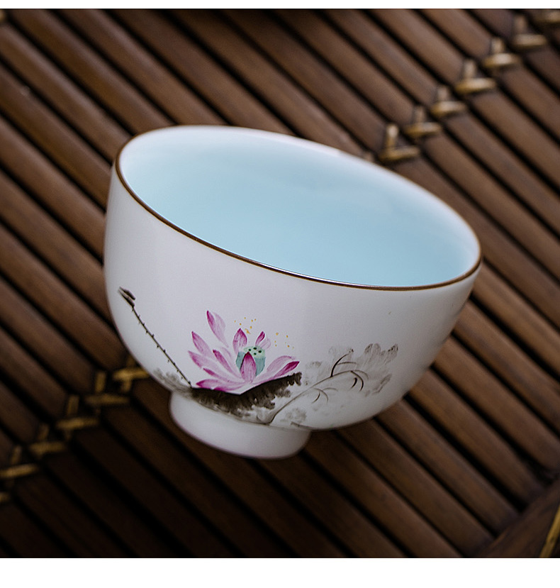 JingChen hand - made teacup sample tea cup of jingdezhen ceramic celadon small single master kung fu tea powder enamel cup cup