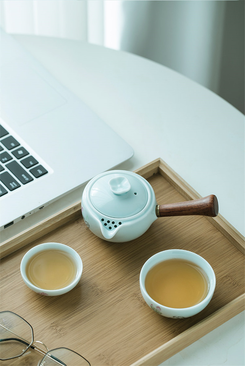 Pure hand travel crack cup a pot of 2 cup with mercifully kung fu tea sets a single portable is suing jingdezhen
