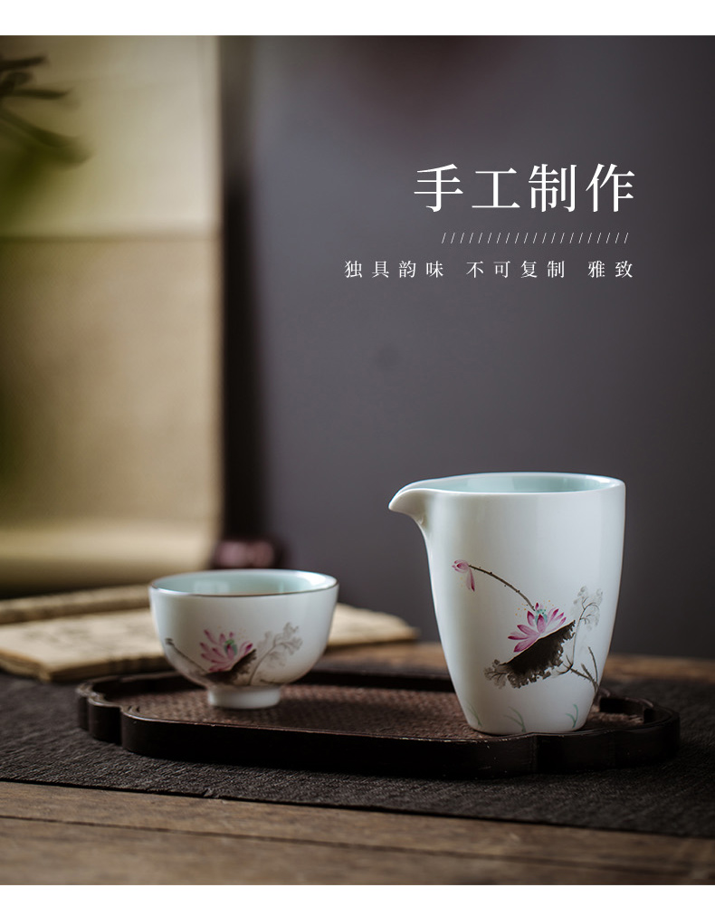 Jingdezhen hand - made pastel ceramic fair keller large sea points tea kungfu tea set celadon tea accessories