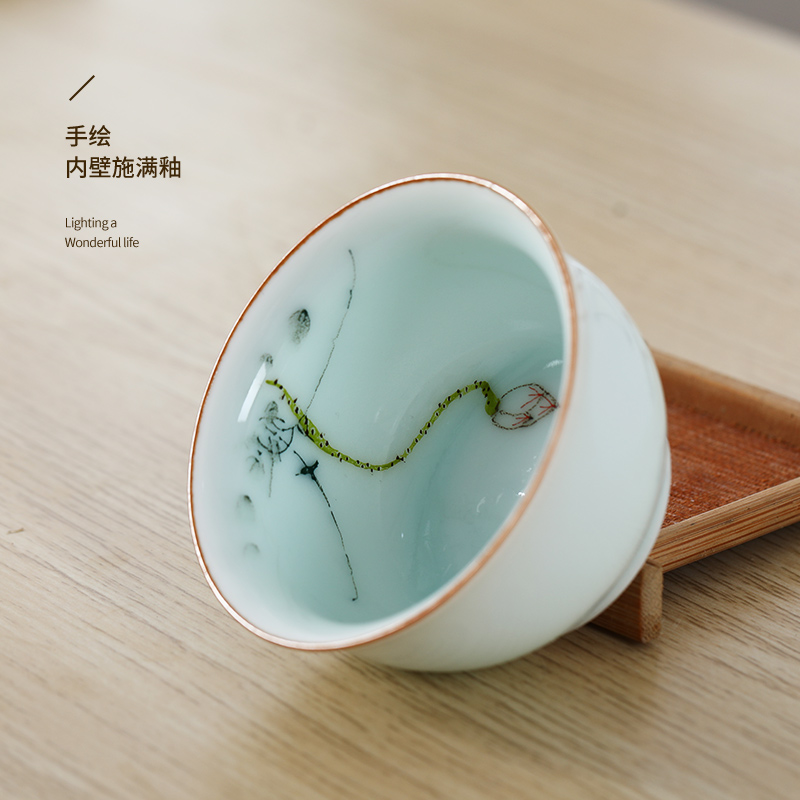 Kung fu ceramic cups hand - made creative sample tea cup tea set master cup small single cup bowl of jingdezhen