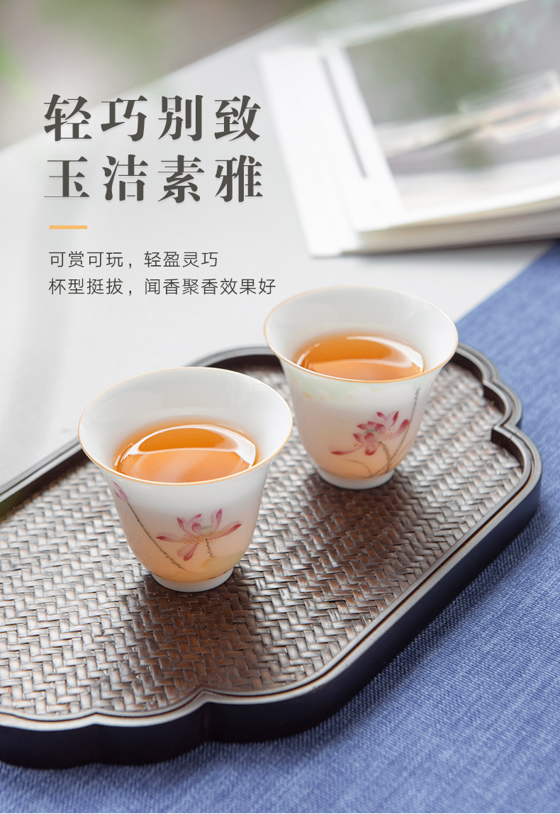 Jingdezhen ceramic kung fu tea set hand - made pastel noggin thin foetus masters cup cup woman pure checking sample tea cup