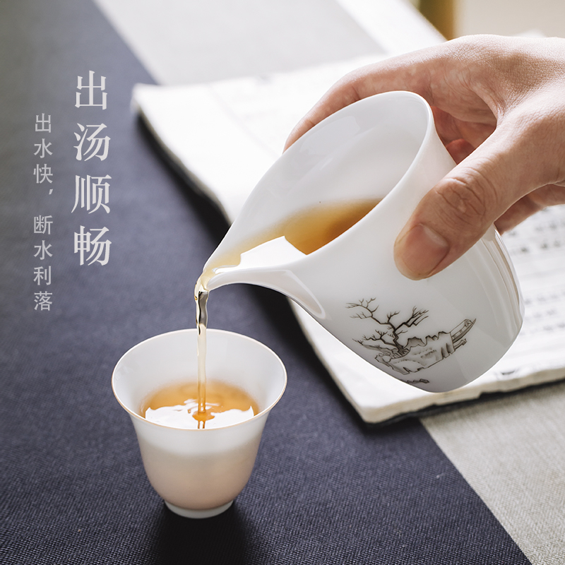Prevent hot pure hand - made kung fu tea set more heat resistant ceramic points of tea ware fair keller cup pure manual jingdezhen