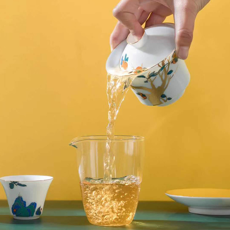 Jingdezhen ceramic tea set home three just kunfu tea tureen tea white porcelain teacup office receive a visitor the ritual