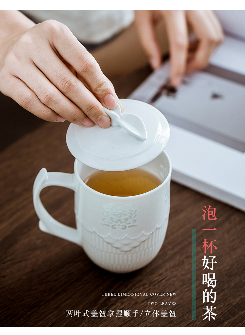 Jingdezhen ceramic cups lid mark a glass office make tea cup home child hollow out and exquisite porcelain cups