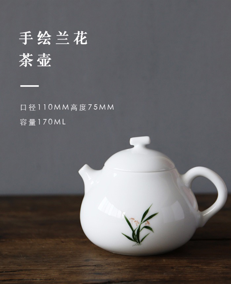 Manual hand - made a set of tea sets white porcelain kung fu tea sample tea cup item noggin household ceramic teapot suit