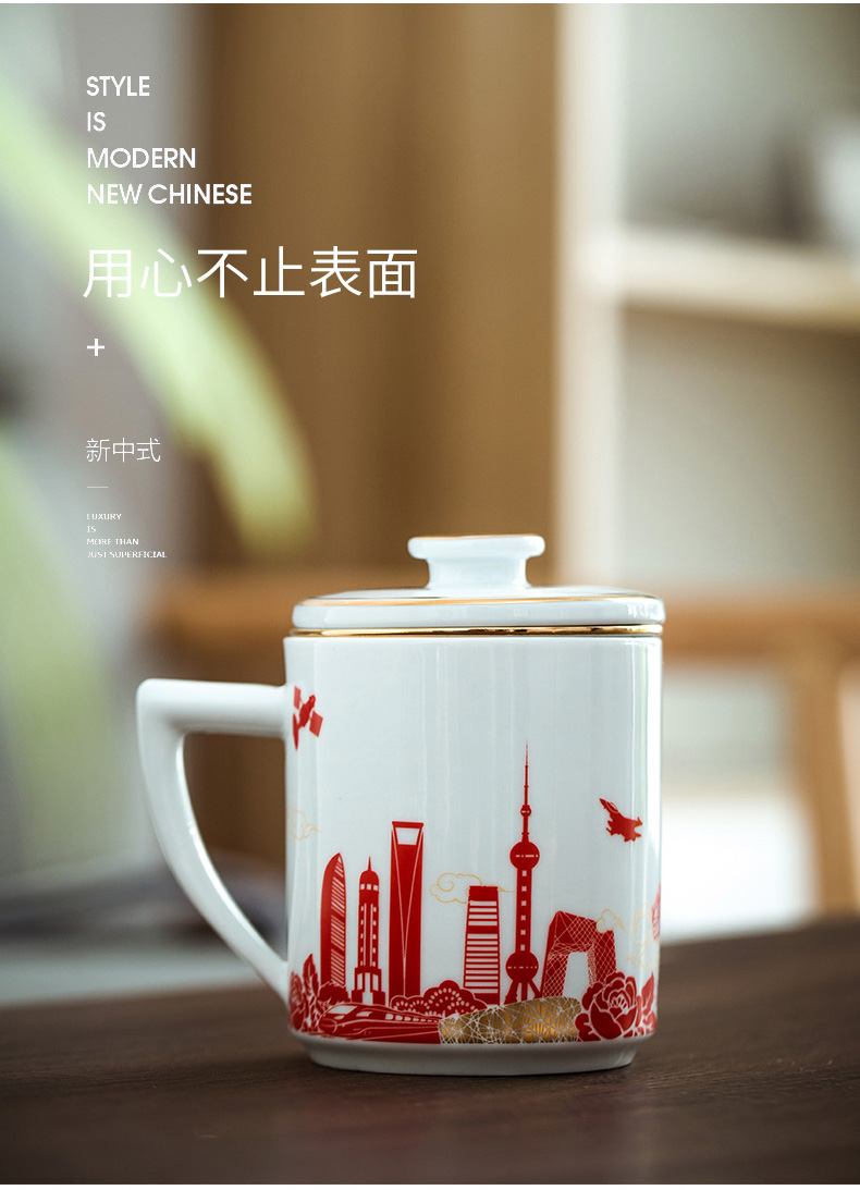 Ceramic cups tea cups with cover cup tea separation office cup with the personal one cup tea cup