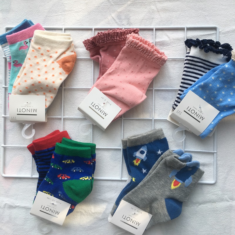 British Minoti Original Single Newborn Baby Cartoon Pure Cotton Soft Pure Color Baby Socks Send Courtesy Invisible Socks