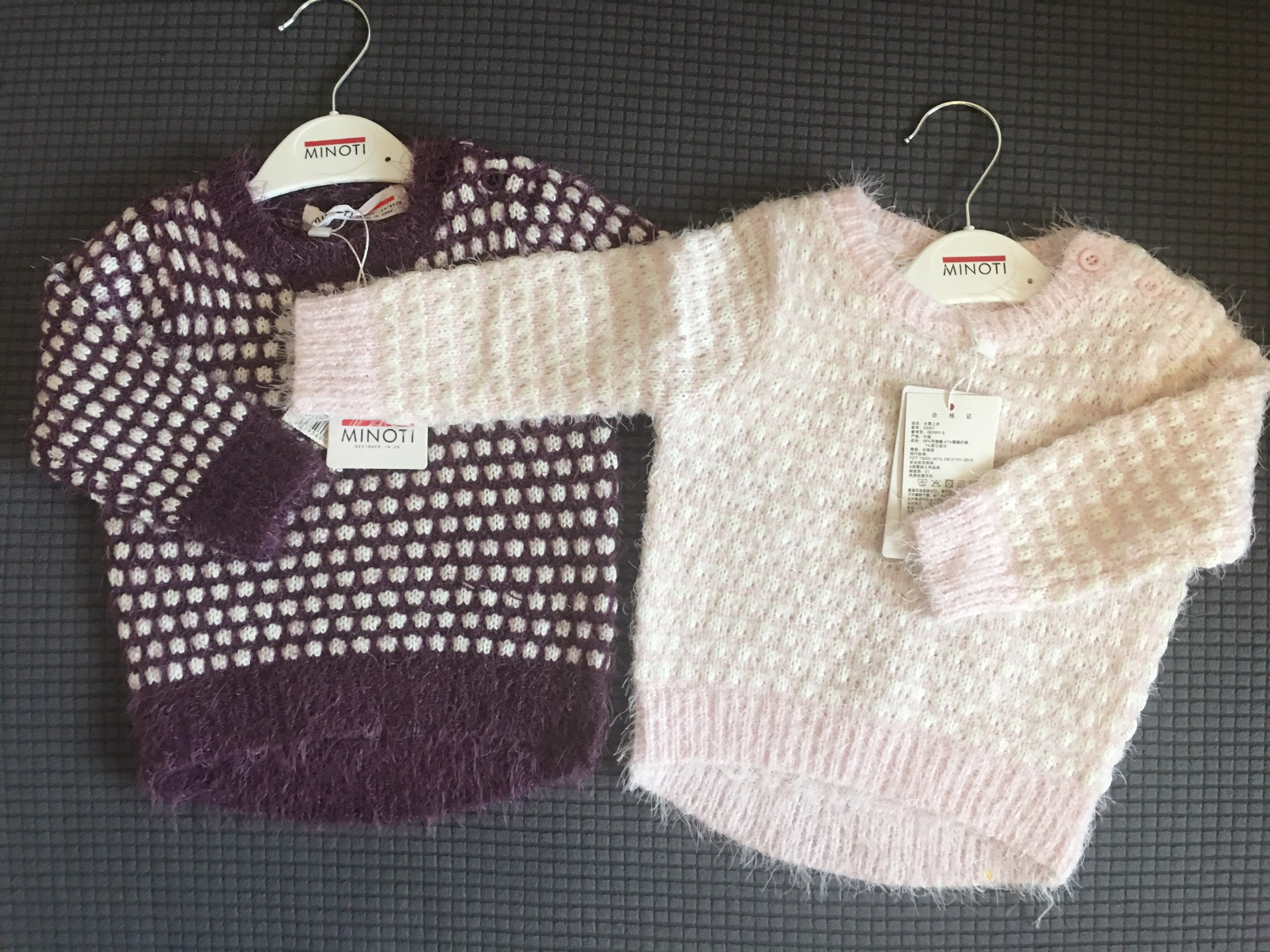 British minoti girl's Korean version baby baby mahai fur round collar autumn winter cute sweet and beautiful spring autumn-knitted sweatshirt