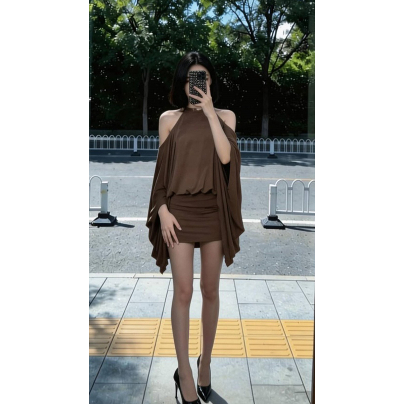 2026 French-Style Spicy Girl Butterfly Embroidery Sequin Elegant Backless Dress Sexy Off-Shoulder Bell Sleeve Bodycon Dress for Women