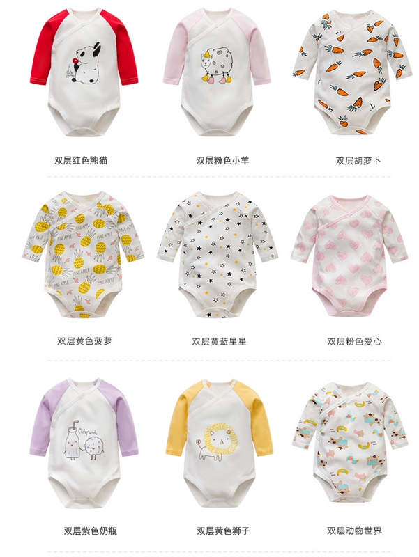 Quần áo trẻ em Xiêm dài tay cotton thiết kế túi bụng phù hợp với quần áo tam giác quần áo sơ sinh mùa thu và mùa đông nam nữ quần áo trẻ em bodysuit chất nỉ bông hàn quốc