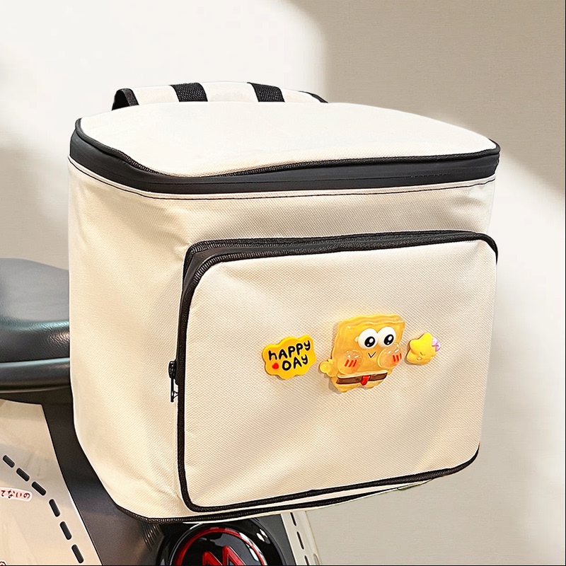 Waterproof Cute Cartoon High-Value Electric Scooter Rear Hanging Storage Bag for Helmet and Raincoat, Large Capacity