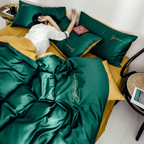 60 long-staple cotton four-piece set Nordic cotton quilt cover cotton nude sleeping sheets man tribute satin bedding three-piece set