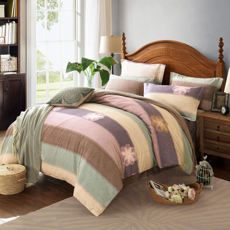 Cotton thickened brushed wedding double 4 four-piece set warm cotton 3 three-piece set bed Li bedding autumn and winter