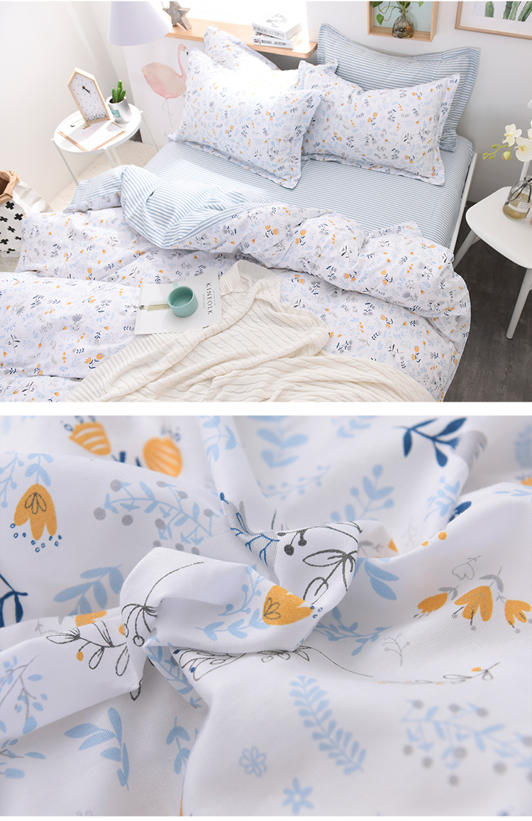 Ins xương rồng Bắc Âu gió đơn giản cotton đôi 4 bốn bộ giường cotton ký túc xá sinh viên ba mảnh