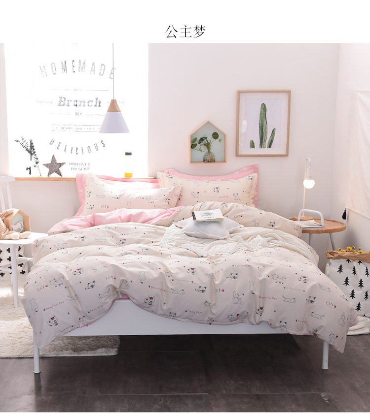 Ins xương rồng Bắc Âu gió đơn giản cotton đôi 4 bốn bộ giường cotton ký túc xá sinh viên ba mảnh