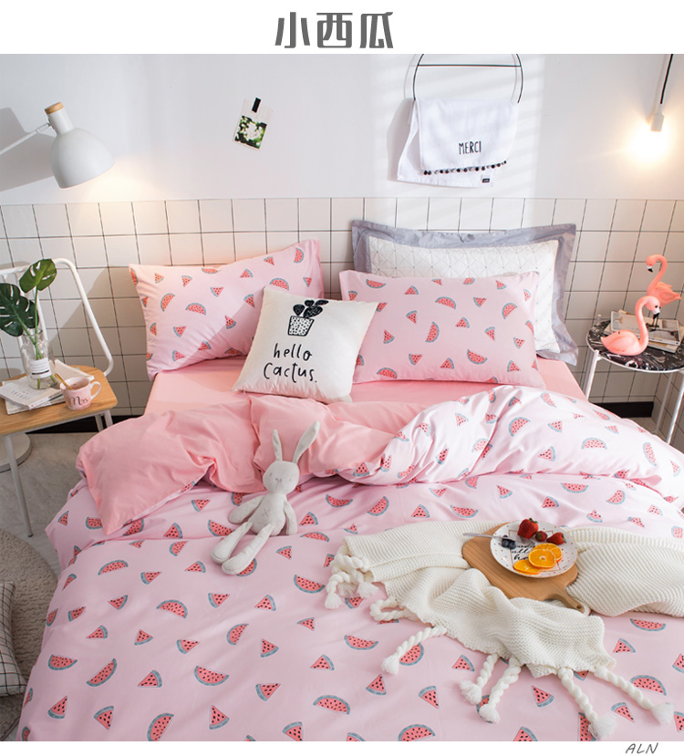 Ins cẩm thạch cotton đơn giản Bắc Âu bộ đồ giường 4 bốn bộ bông gió lạnh sinh viên ba bộ mô hình giường