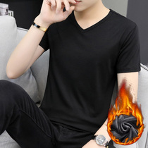 Nano velvet short sleeve T-shirt autumn new fashion brand personality mens interior base shirt half sleeve fashion slim clothes