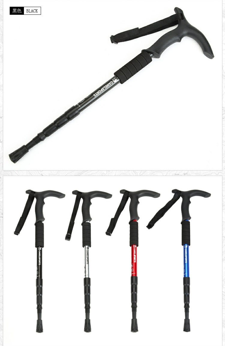 Lạc đà ngoài trời leo núi cực leo núi xuyên quốc gia trekking T-phần 4 thẳng thân kính thiên văn chống trượt mía gậy leo núi đa năng
