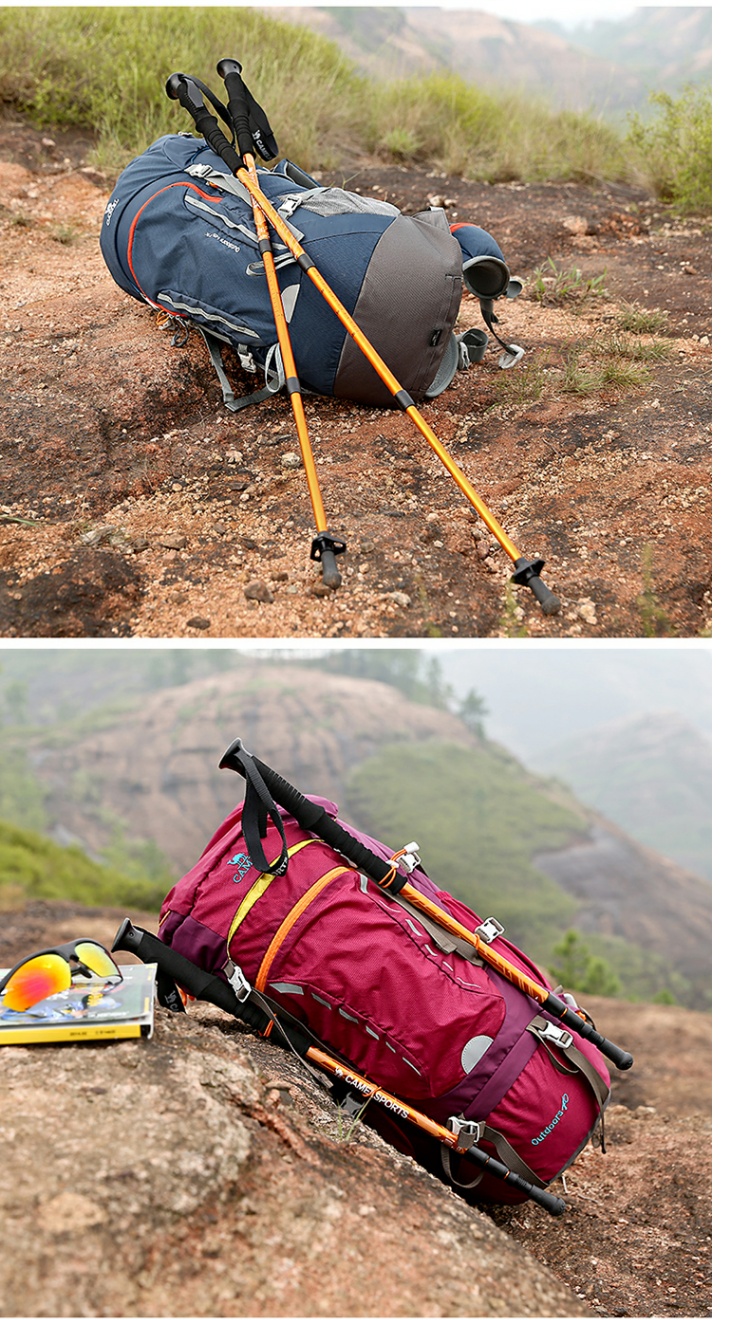 CAMEL lạc đà ngoài trời mía chống trượt hợp kim nhôm 3 phần xử lý thẳng trekking cực đi bộ đường dài trượt tuyết tuyết nạng gậy chống 4 chân