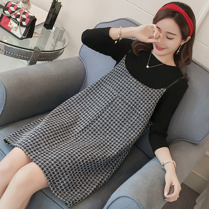 Maternity spring suit fashion 2021 new pregnant mother fashion nursing T sundress spring and autumn two-piece set women