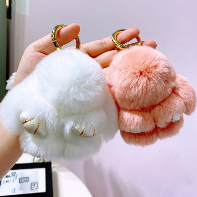 Plush Bunny Toy Children's Doll Bag Pendant Rex Rabbit Fur Car Keychain Phone Charm Rabbit