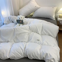 Four-piece bed suites for Korean retro-style wind shui cotton pure white girl bedding are set for single-person three-piece set