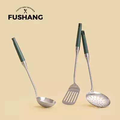 Thickened stainless steel long handle spatula environmentally friendly stir-frying shovel stainless steel shovel household soup spoon large colander kitchenware