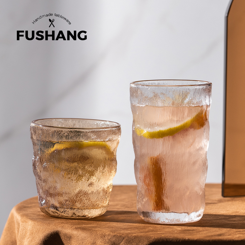 Cute glass water cup female Nordic dining room juice cup bubble water cup coffee cup creative glacier cup home thickening