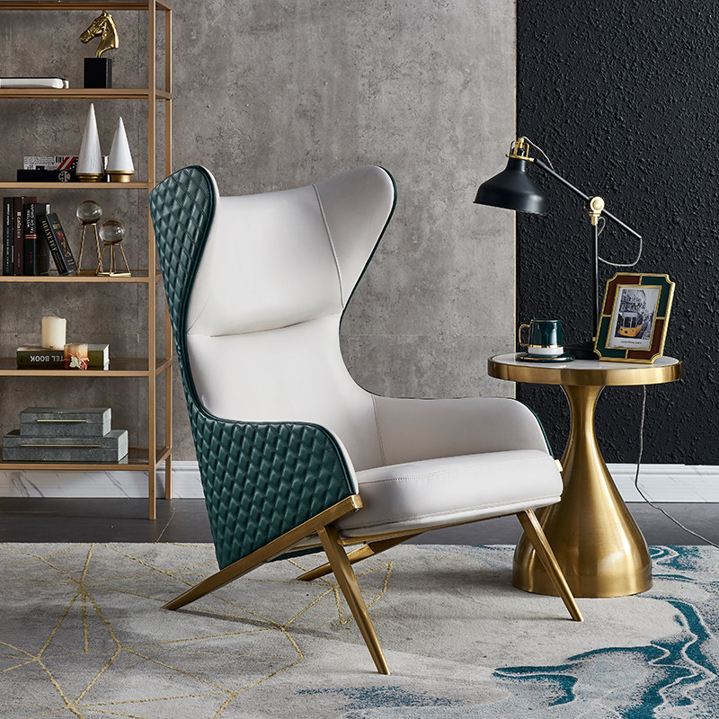 Single Sofa Chair Living Room Balcony Leisure Chair Three Sets Light Lavish Modern Home Leather Chair Deck Chair Tiger Chair