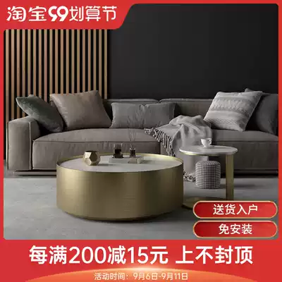 Rock plate round size combination mother and mother tea table minimalist bright light rock plate light luxury modern living room advanced sense
