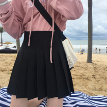 Large-yard soft sister skirt thin jk fold dress female summer black half-body skirt wearing high-waist short skirt