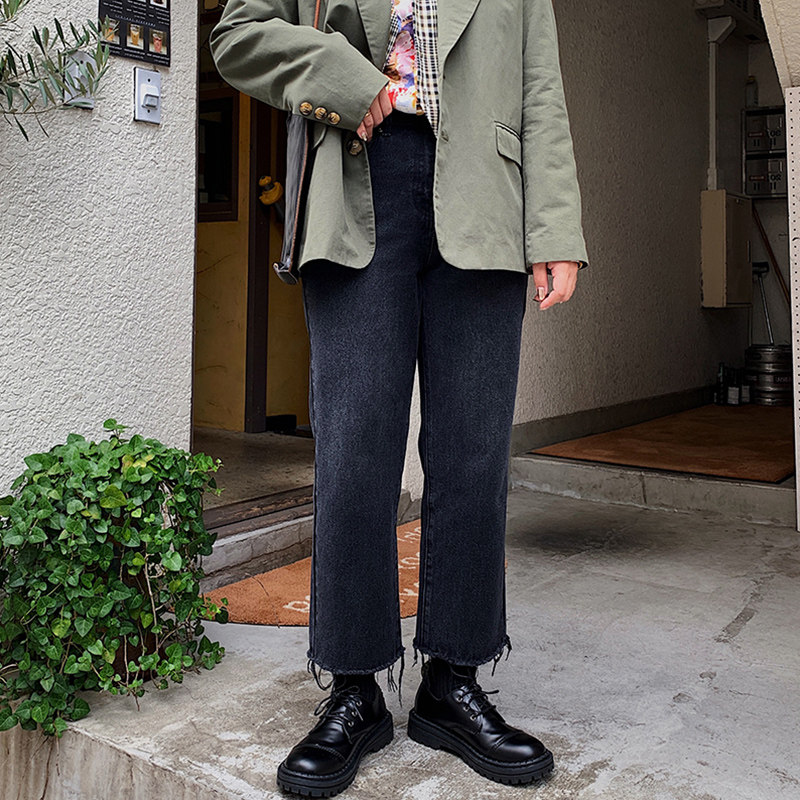 Large-size fat pants loose and fat mm jeans summer pear shaped body obese sister black straight tube tide