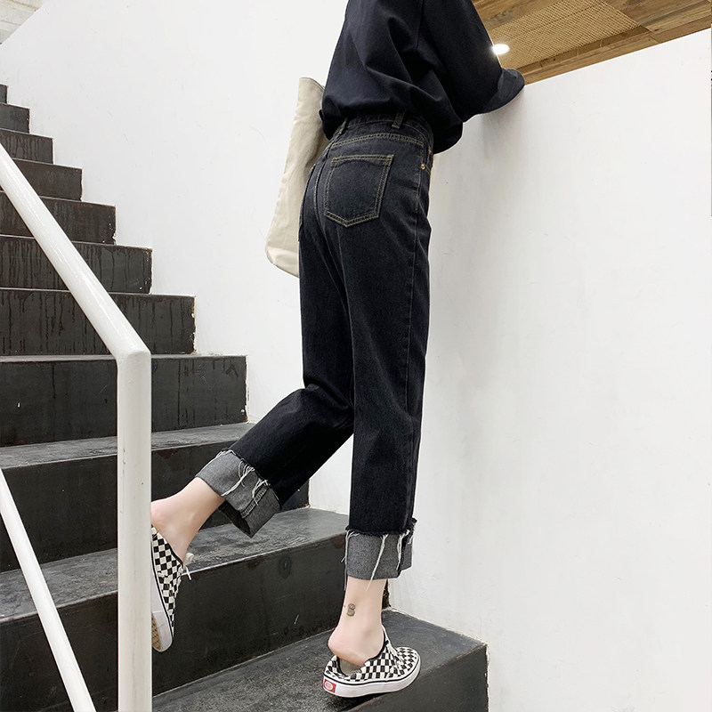 2021 new summer wide leg jeans large size women's pants fat mm tide high waist Korean version of thin 200 pounds nine-point pants