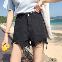 Fat mm summer jeans shorts female Han edition wide wide leg pants fat sister appears thin hot pants 200 pounds