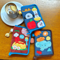 (Automatic Dream Vending Machine) Original Passport Holder Cute Canvas Wallet Zipper Half-fold Denim Corduroy Storage