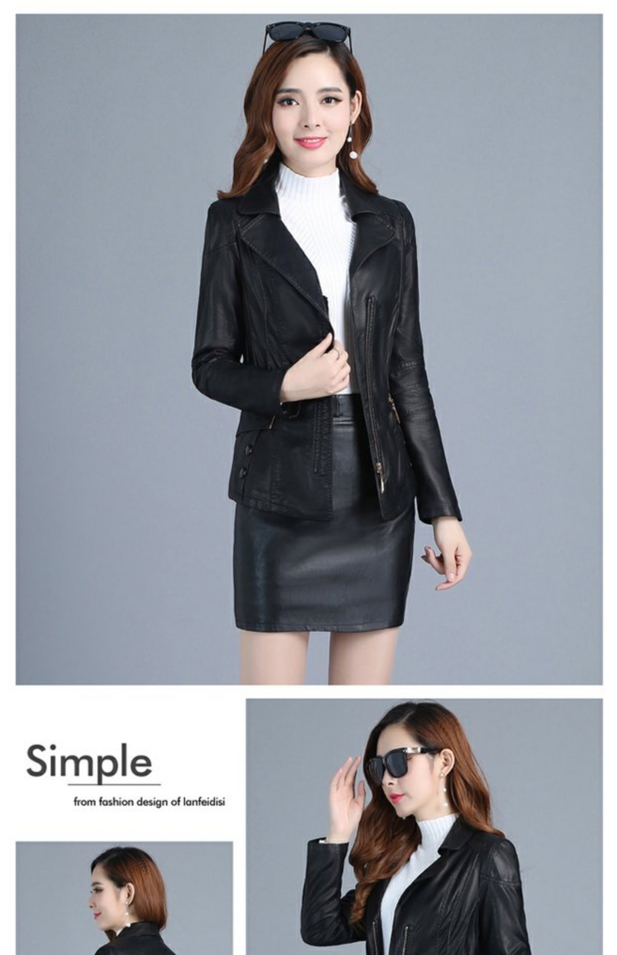 2018 mùa thu mới Hàn Quốc áo khoác da dài tay màu rắn eo thắt lưng thời trang áo khoác nữ da PU blazer da