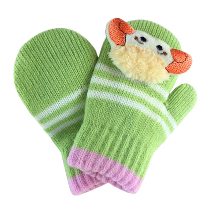 Baby Autumn Winter Gloves Double Layer Thickened Wool Thread Knitwear Gloves Antifreeze Warm And Cute Children Hair Line Gloves