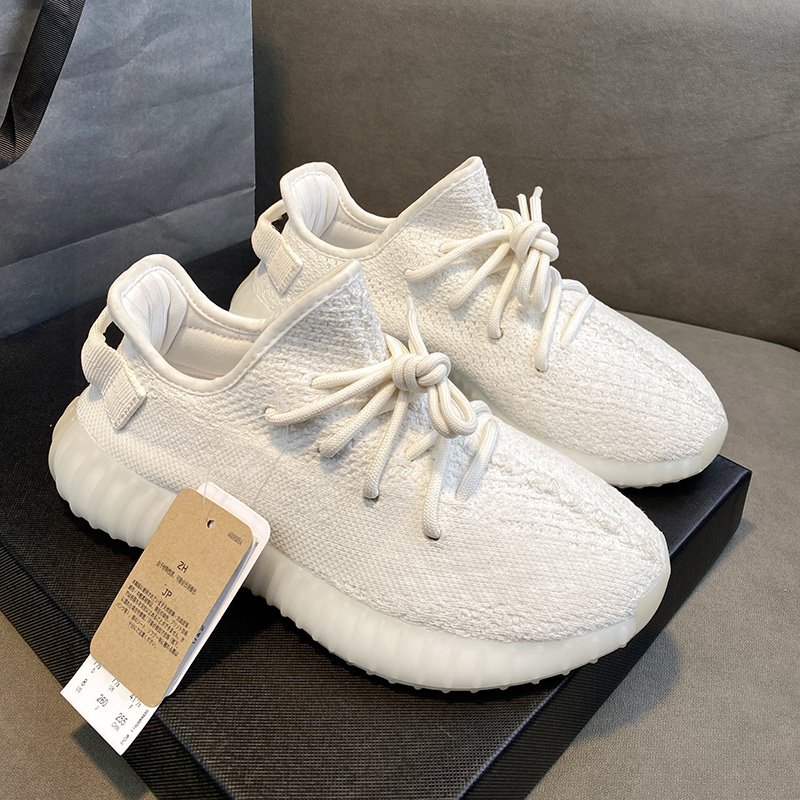 Guangyazi 350 Men's Shoes Ice Cream Pure White Og Yeezy Official Authentic official store Breathable Casual Shoes Women's Trendy