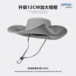 여름 UV 방지 대형 모자 가장자리 데님 선광 어부 모자 모자 남성 야외 여성 모자 등산 및 낚시 선 보호 모자