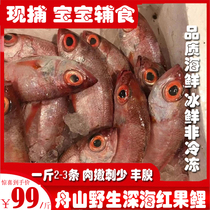Zhoushan Wild Deep Sea Red Fruits Carp Red Fruits Carp Throat Black Fish Day Material Baby Complementary to Found Hair 1 catty 2-3 Bar
