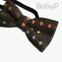 BabyP Customized Collection Boys' Bow Tie Imported 100% Cotton Black Color Wave Dots Kids Baby Baby Bow Tie