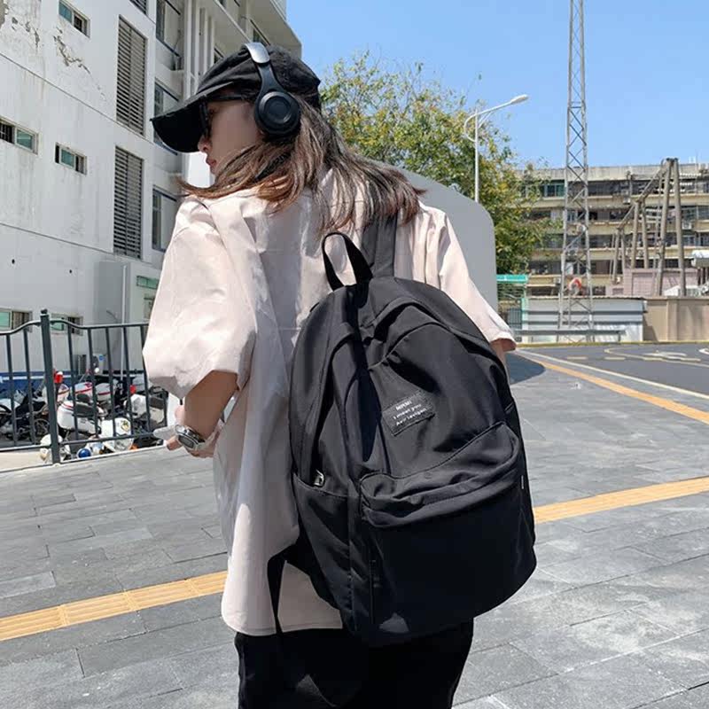 ulzzang day department school bag female university student Korean version brief junior high school student double shoulder bag 100 lap pure color travel shoulder bag