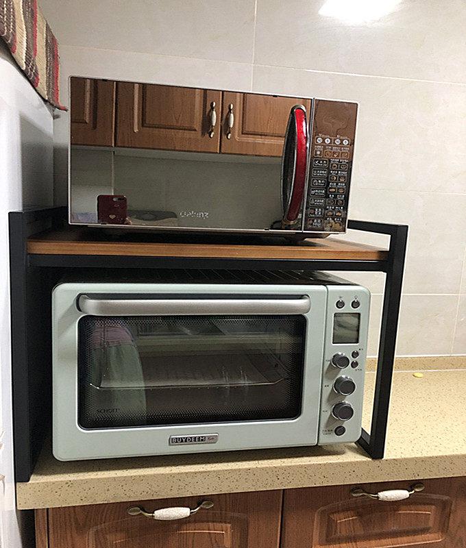 American solid wood kitchen floor multifunctional iron art microwave rack rack kitchen rack oven rack