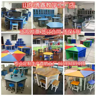 Hexagon table Hexagon computer table Polygon table Color table Student table Experimental table Aluminum wood plate eight-side table