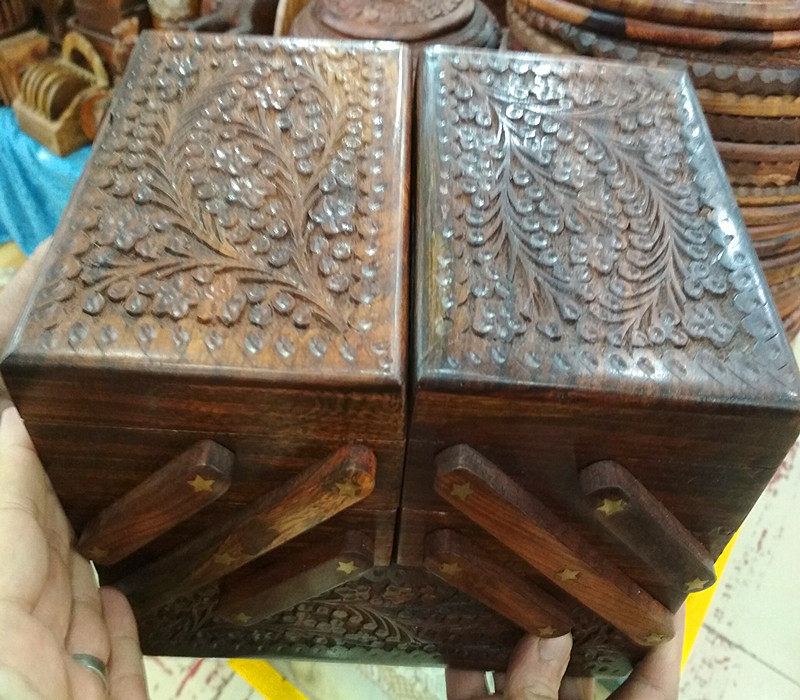Pakistan Craft Wood Carvings First Accessories Box Large Number Jewel Box Walnut Wood Gift Special Price