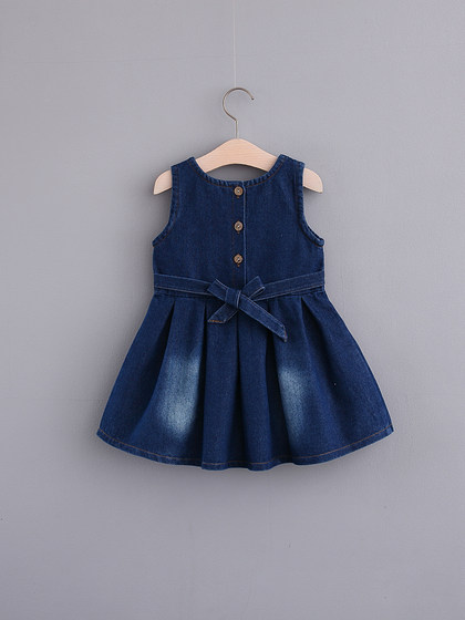 儿童收腰马甲裙女宝宝牛仔连衣裙2025韩版时尚3洋气春秋裙子1岁7