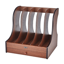 Huixing Wulian wooden desk folder storage rack File box Creative five columns of data file storage column