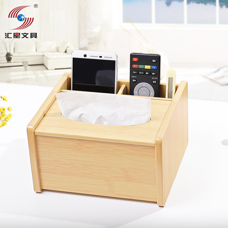Office multi-functional wooden pen holder Tissue box paper box Household living room coffee table desktop remote control napkin storage