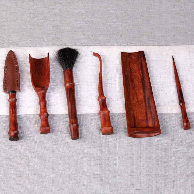 Indian lobular rosewood tea ceremony six gentlemen set home kung fu tea set accessories combination mahogany tea art six set